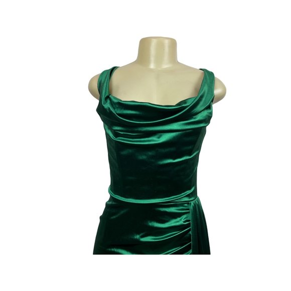 Moda Glam Women’s Green Long Evening Haltered Dress Sz 10 - Picture 2 of 10
